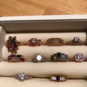 Various rings new different sizes, colors, shapes